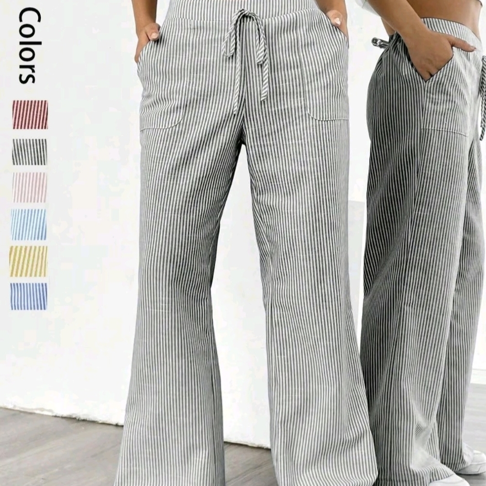 Elegant Striped Wide Leg Pants